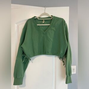 Women's LA Hearts Cropped Green Pullover Sweatshirt size M